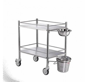 Wellton healthcare Silver Hospital Stainless Steel Dressing Trolley