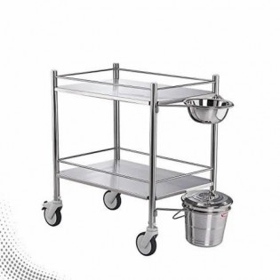 Wellton healthcare Silver Hospital Stainless Steel Dressing Trolley