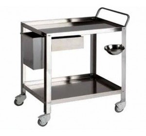 Wellton healthcare  Silver Dressing Trolley with Drawer & Dustbin