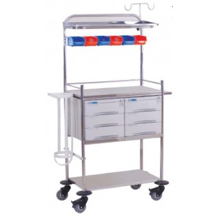 Wellton Healthcare Stainless Steel Crash Cart Trolley WH1196 Wellton Healthcare Stainless Steel Crash Cart Trolley WH1196