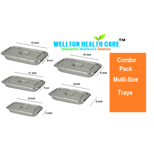 Wellton Healthcare Instrument Tray Mulit-Sizes Combo Of  5 Pcs With Cover 