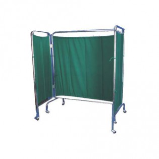 Wellton healthcare 3 Fold Bedside Folding Screen Green Stainless Steel frame