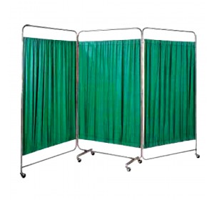 Wellton healthcare 3 Fold Bedside Folding Screen Green Stainless Steel frame