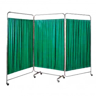 Wellton healthcare 3 Fold Bedside Folding Screen Green Stainless Steel frame