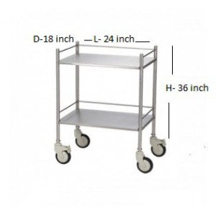 Wellton Healthcare 2 Shelves SS202 Instrument Trolley WH-046 Wellton Healthcare 2 Shelves SS202 Instrument Trolley WH-046
