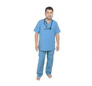 Wellton Healthcare  Blue Medium  V-Neck Unisex Scrub Suit Set  WH-0001