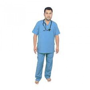 Wellton Healthcare Blue XL V-Neck Unisex Scrub Suit Set WH-0019