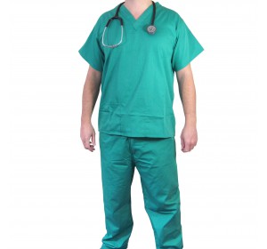 Wellton Healthcare  Green XL V-Neck Unisex Scrub Suit Set WH-2026