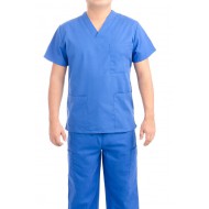  Wellton Healthcare Blue Large V-Neck Unisex Scrub Suit Set WH-2024